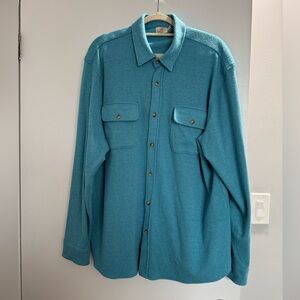 Men’s Faherty Legend Button-Up Sweater Shirt Blue XXL